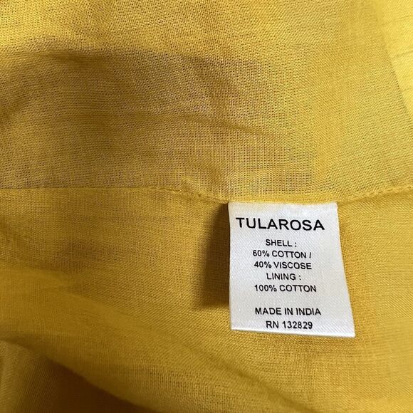 Tularosa Revolve Luna Off Shoulder Mini Dress LARGE Yellow Marigold Embroidered - Picture 9 of 10